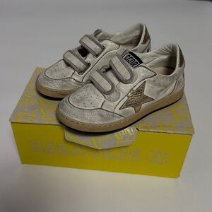 Golden Goose Kids Metallic Star Velcro Sneakers - White & Gold